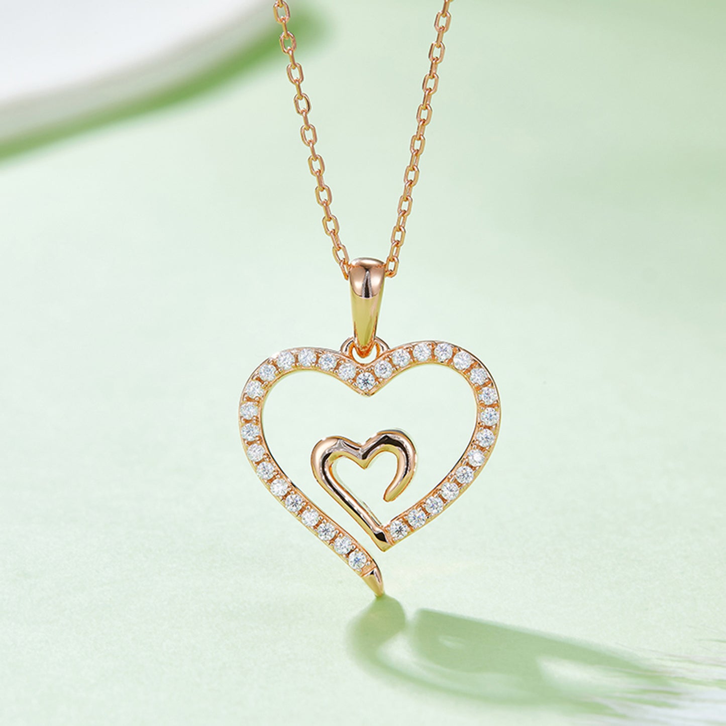 Collier pendentif coeur en argent sterling Moissanite 925