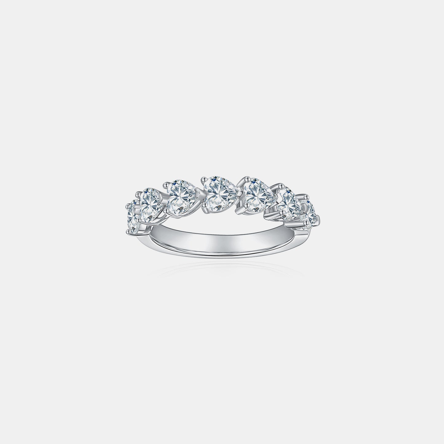 Anillo de corazón de moissanita de plata de ley 925 de 2,1 quilates