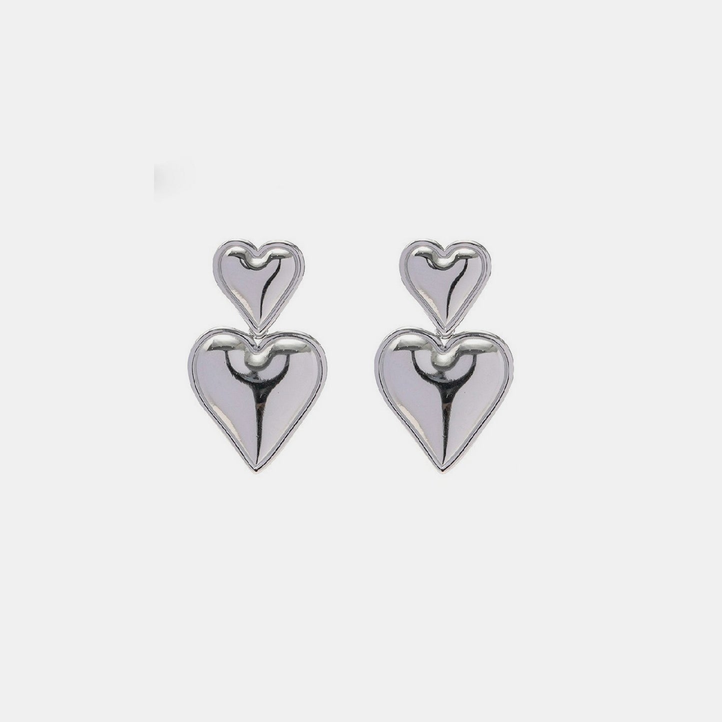 Boucles d'oreilles double cœur en acier inoxydable