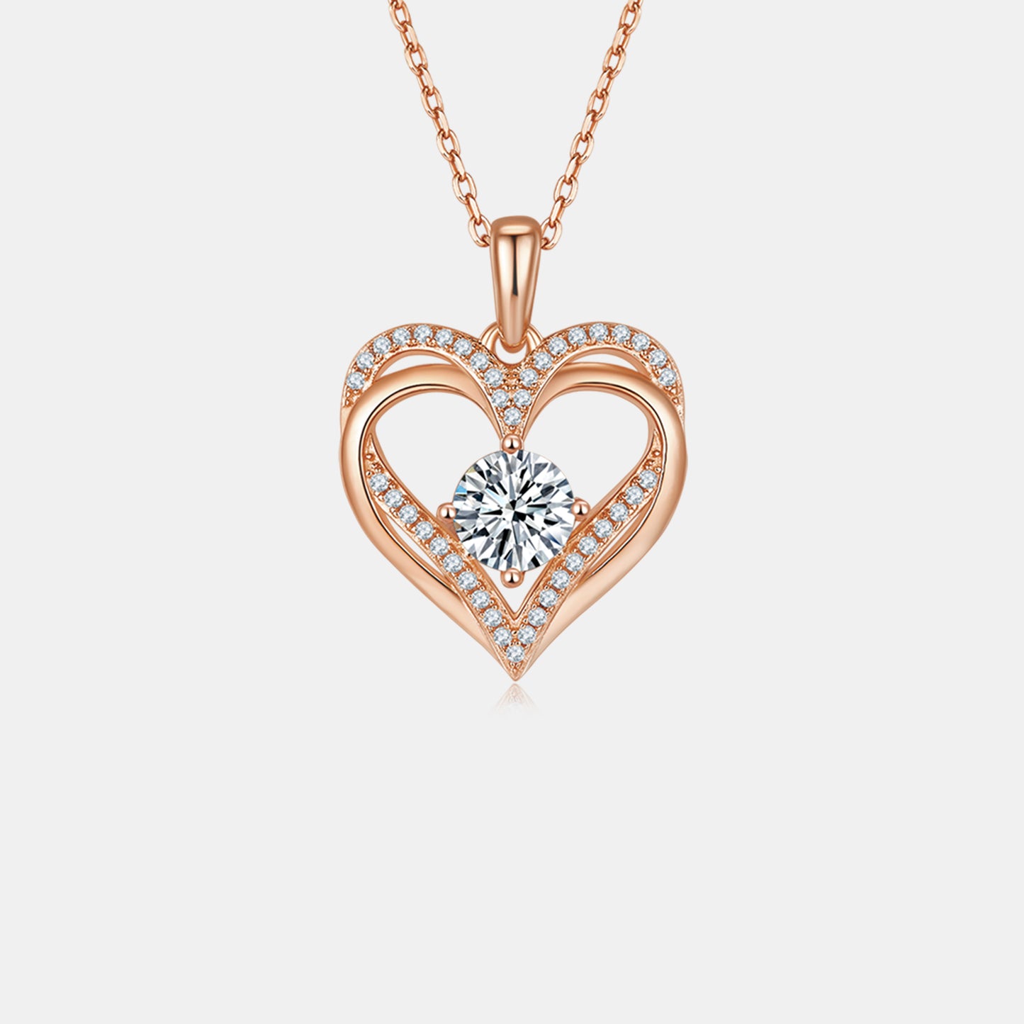 Collier coeur en argent sterling 925 moissanite 1,2 carat