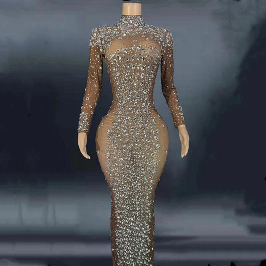 Vestido de fiesta ajustado con diamantes de imitación para mujer