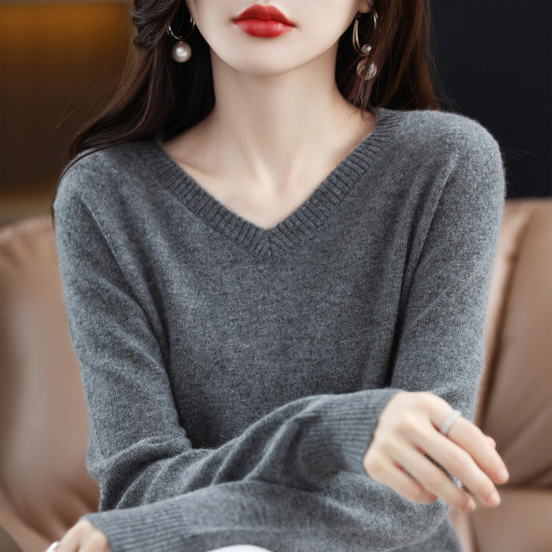 Women's Knitted Bottoming Shirt Versatile Cashmere Sweater Loose Outer Wear