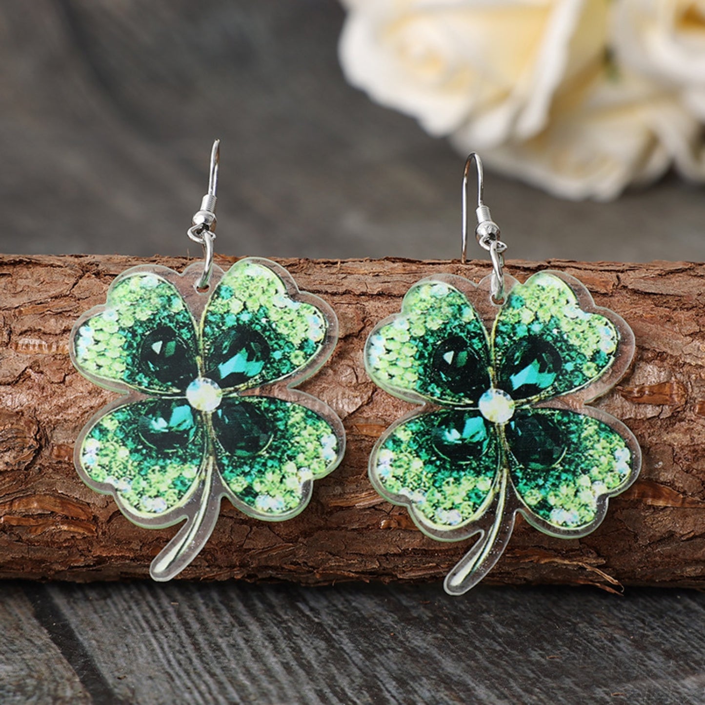 Boucles d'oreilles pendantes en acrylique Lucky Clover