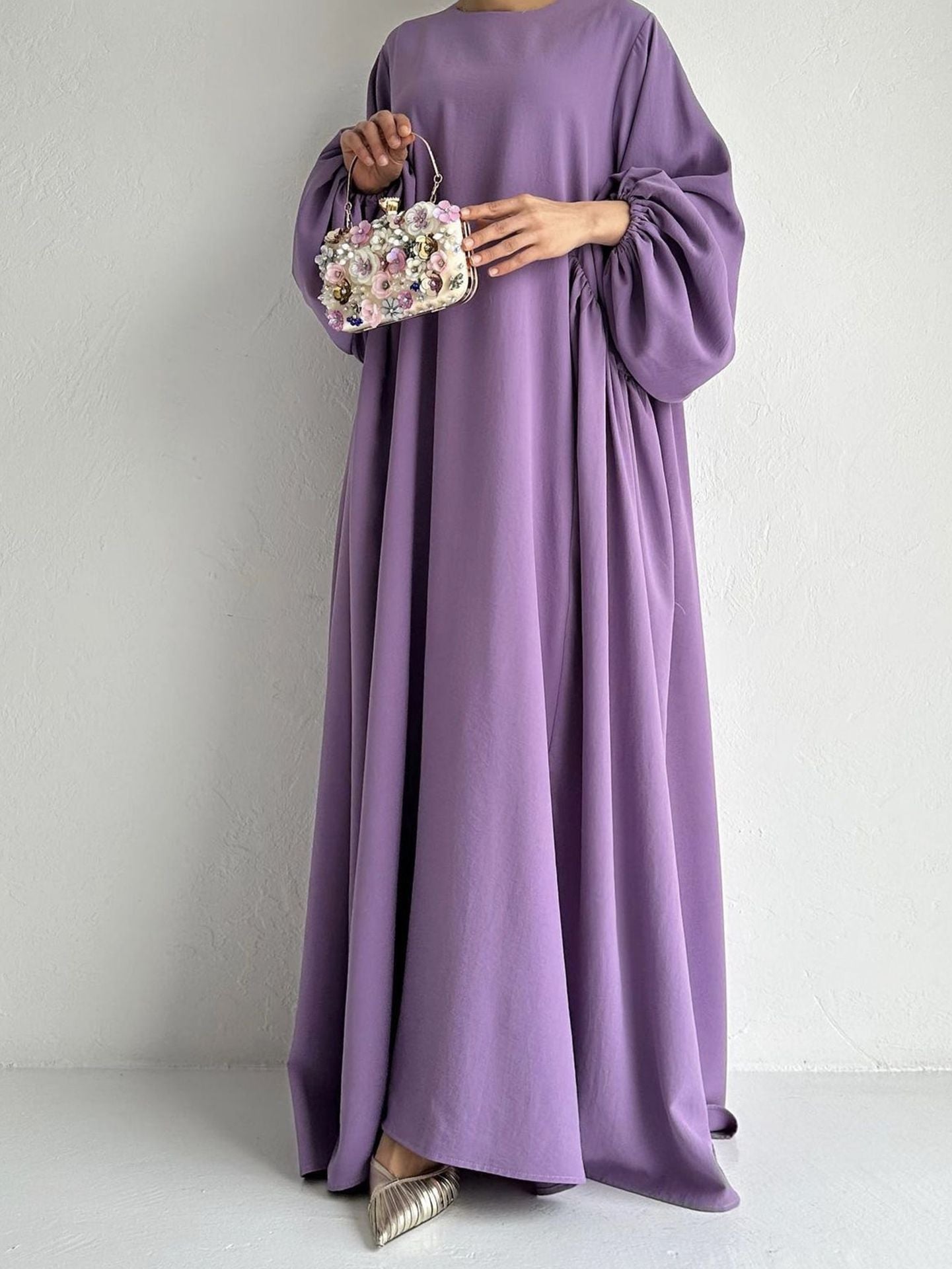 Solid Color Simple Dress Robe For Women