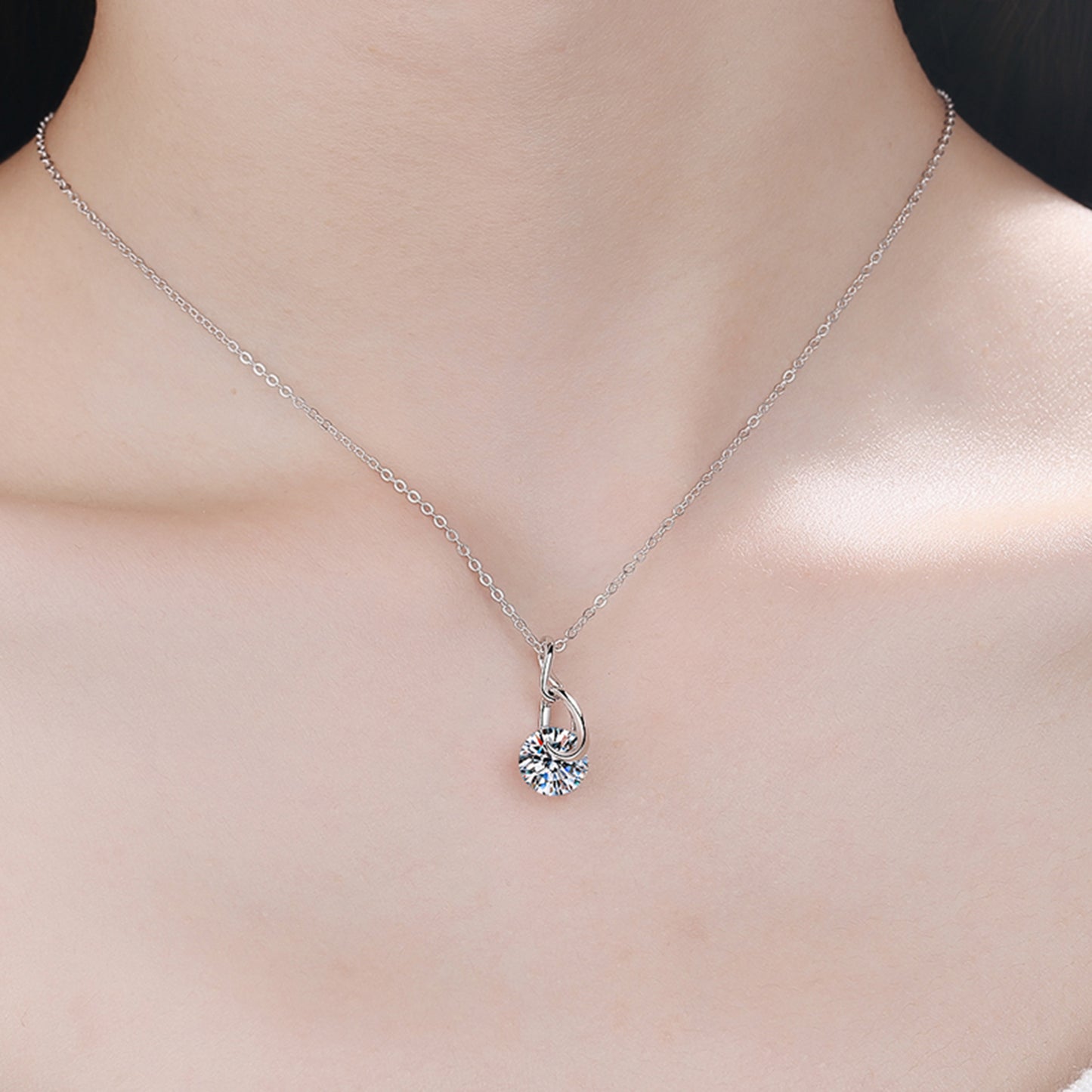 Collier en argent sterling 925 moissanite 2 carats