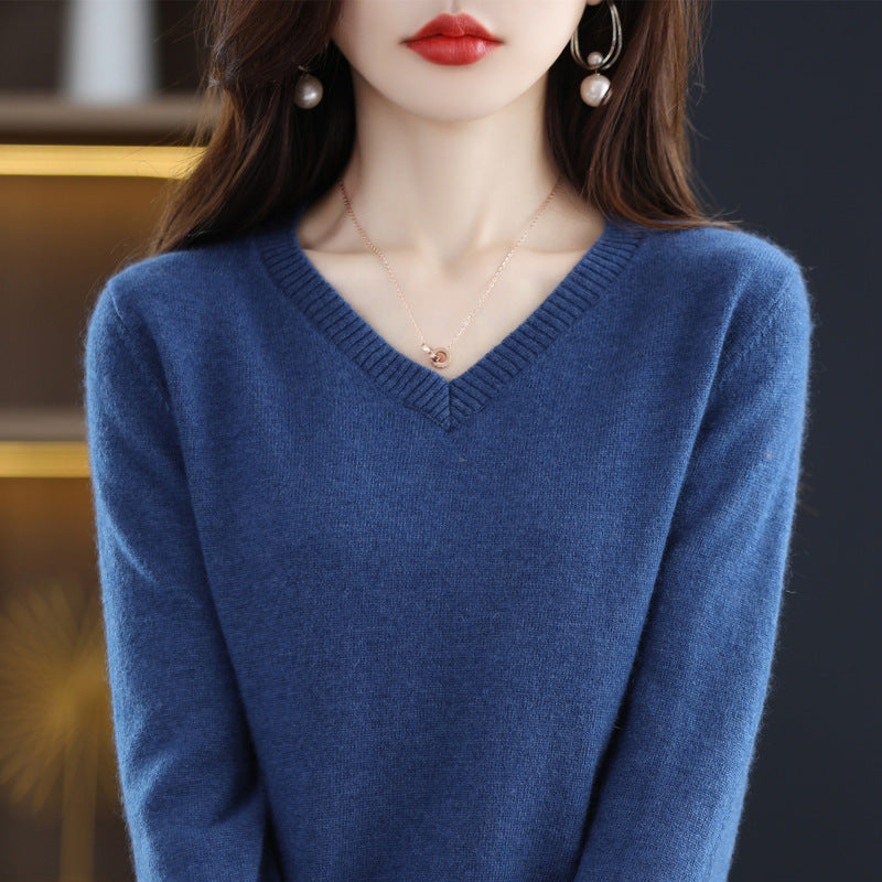 Women's Knitted Bottoming Shirt Versatile Cashmere Sweater Loose Outer Wear