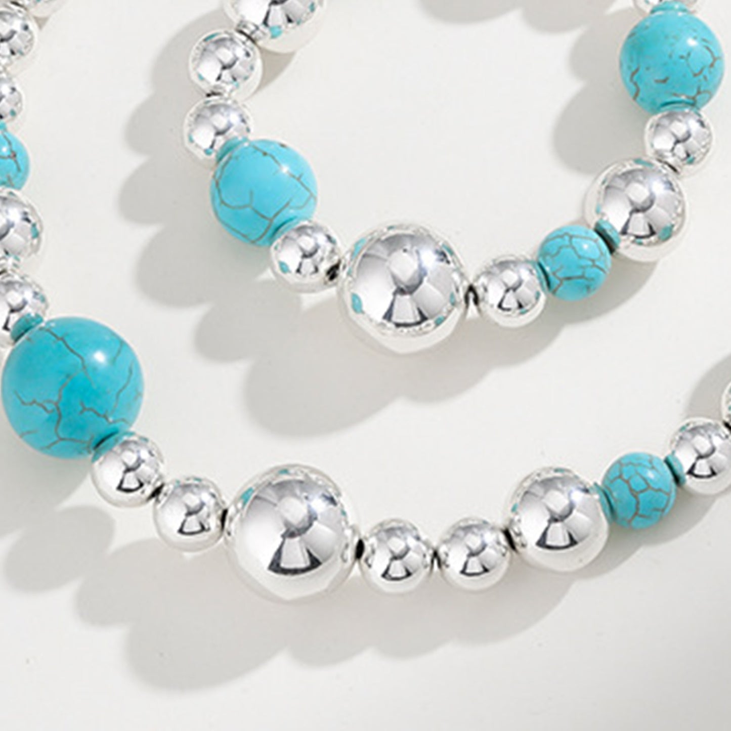 Collier de perles en alliage turquoise artificiel