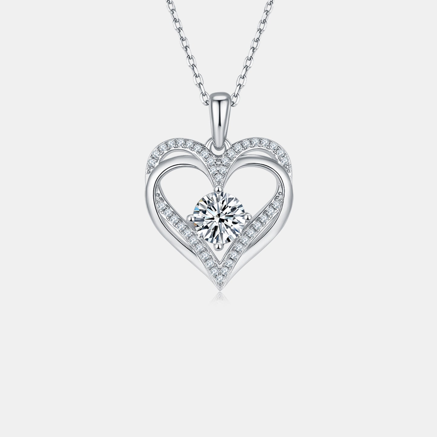 Collier coeur en argent sterling 925 moissanite 1,2 carat