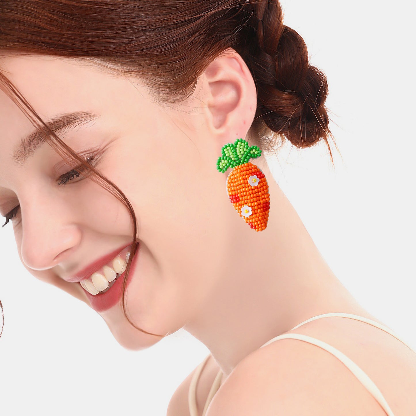 Boucles d'oreilles carottes perlées en acier inoxydable