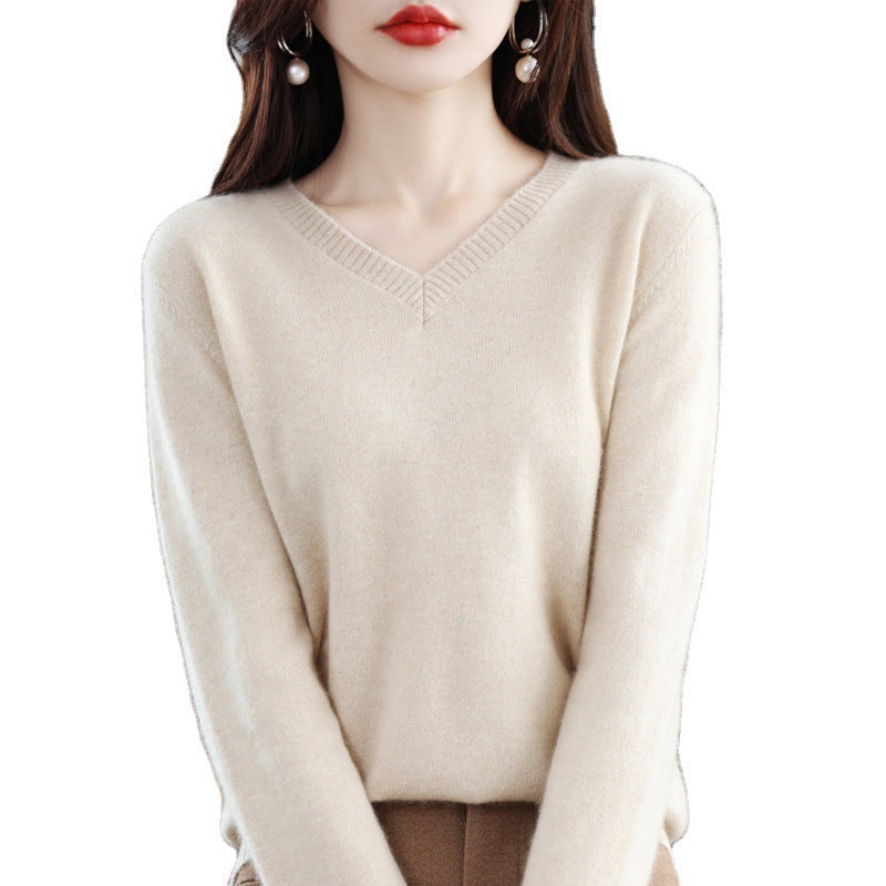 Women's Knitted Bottoming Shirt Versatile Cashmere Sweater Loose Outer Wear