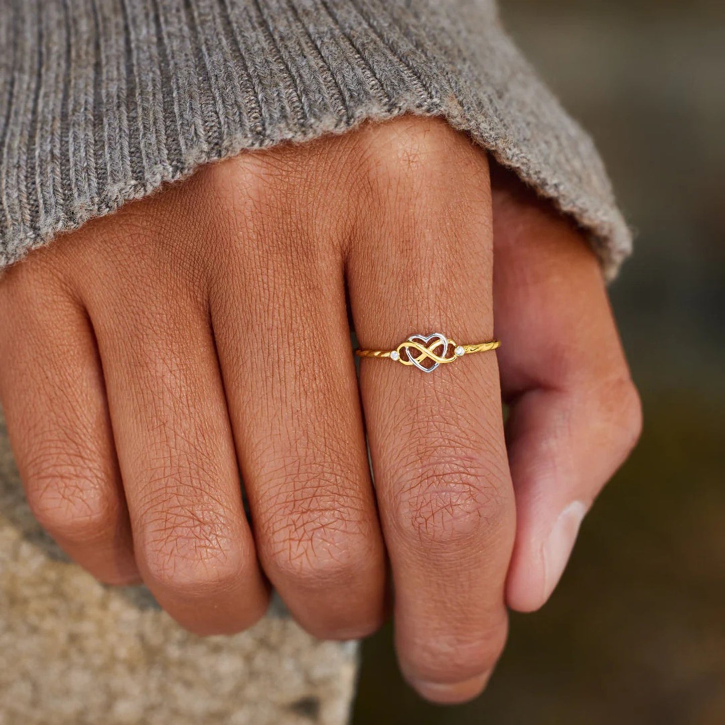 Bague en argent sterling 925 coeur numéro 8