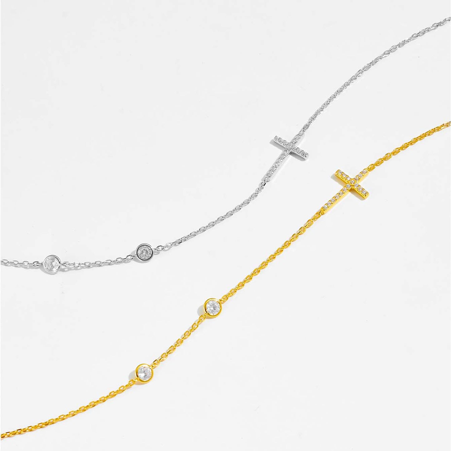 Collier croix en argent sterling 925 avec zircon