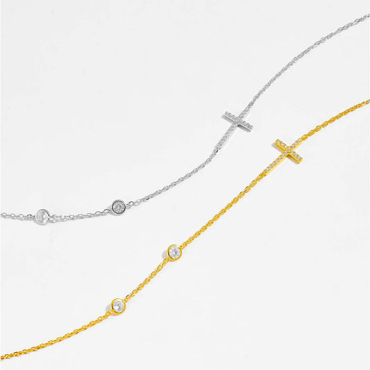 Collier croix en argent sterling 925 avec zircon