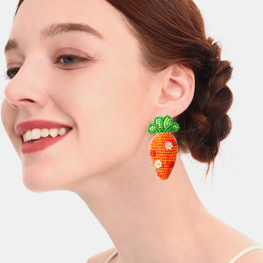 Boucles d'oreilles carottes perlées en acier inoxydable