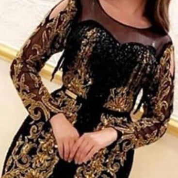 Robe à paillettes à manches longues pour femmes