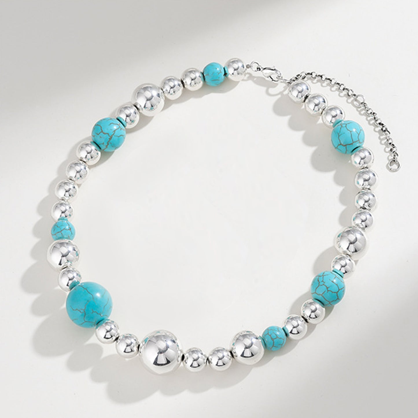 Collier de perles en alliage turquoise artificiel