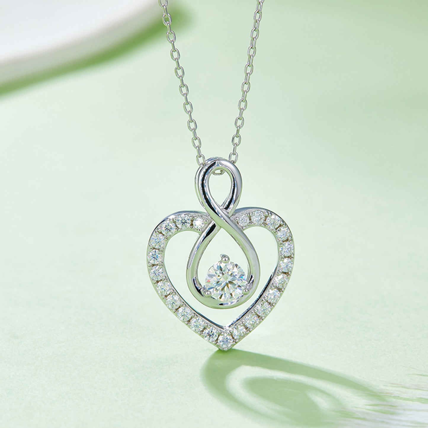 Collier en forme de cœur en argent sterling 925 moissanite 1 carat